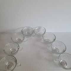 Indiana Glass Punch Bowl with Embossed Grapes, 8 Matching Cups and Hooks