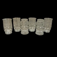 Vintage Set of 6 Tiffin Franciscan King’s Crown Thumbprint Clear Glass Tumblers