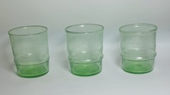 Vintage Handblown Green Juice Glasses Tumblers Depression 3”Lot Set Of 6