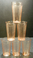 Vintage Set of (6) Anchor Hocking Pink Princess 12 oz. Flat Iced Tea Glasses EX