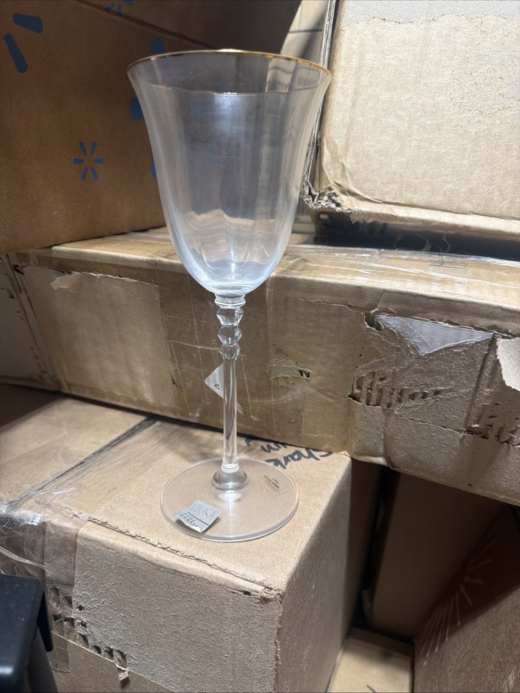 Mikasa Sonata Gold Rim Wine Glass Vintage Crystal Almost 9’’ Set Of 4