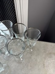 Vintage French Plantinum Rim Wine Glass Set Of 12+1 MCM Luminarc France 60s