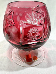 Nachtmann Traube Cranberry Gold Cut to Clear Crystal Cognac Glass W. Germany box