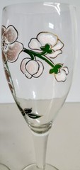 Vintage Pair Perrier Jouet Hand Painted Floral Champagne Glass Flutes Beautiful