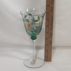 Artland Handblown Wine Glass Hummingbirds & Flowers from Romania Cottagecore
