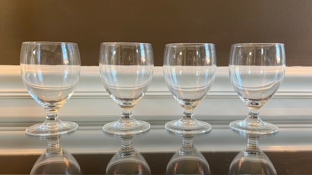 4 Beautiful Stemmed Drinking Glasses – 5 inches tall x 2.75 inches wide