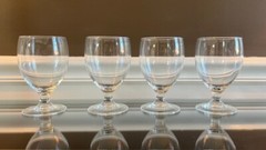 4 Beautiful Stemmed Drinking Glasses – 5 inches tall x 2.75 inches wide
