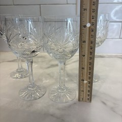 Zawiercie Hand Cut 24% Lead Crystal Wine Glasses – Poland Set of 4 – Starburst