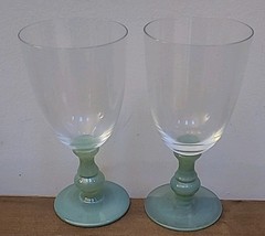 Villeroy & Boch ISABELLE Water Goblets Glasses Drinking Jade Green Stem SET 2