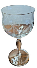 Pristine Exquisite 5 3 /8″ Stemmed Cordial Liquor Glass Etched Bows Swags