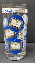 Blue Chip Stock Market Barware MCM Set 4 Rocks Glasses Georges Briard Style Rare