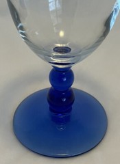 Libbey Metropolis Cobalt Blue Stem Water Glasses Goblets W/Clear Bell Set of 3