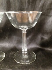 Pair of Libbey Glass Pillar Stem Champagne Coupes Stemware 3002