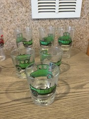 Lot 14 Pcs Vintage 1910-1914 Car Mid-Century Green & Red Lemonade Juice Glass