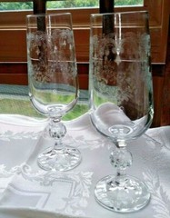 Crystalex Import Assoc Cascade Champagne Flutes LOT 2 Czech Crystal 6 5/8″