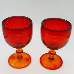 2 Imperial RUBY RED AMBERINA HOFFMAN HOUSE WINE GOBLET JUICE Glass 4 3/4”
