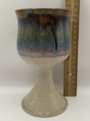 Studio Pottery Renaissance Wine Glass Goblet Communion Chalice Glazed 7”T signed