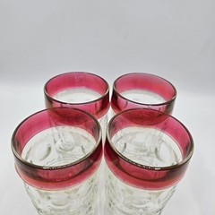 Kings Crown Ruby Red Flash Cranberry Set 4 Highball Tumblers Preowned.