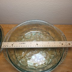 Libbey Orchard 3 QT. Fruit Green Glass Embossed Deep Casserole Dish Lid Baking