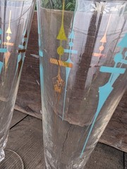 Vintage Libbey Staccato Abstract Atomic Sward Pilsner Beer Glasses (6)