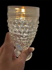 Vintage Moonstone Opalescent Hobnail Goblet Anchor Hocking qty 2