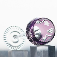 Edo kiriko Bohemian/Cezch Goblet Hand Cut To Purple 6.5oz Gift Pack Stemware