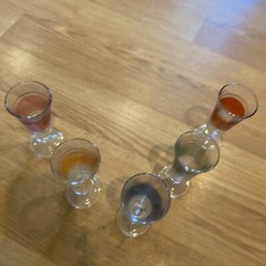 Vintage Lubiana 5″ Stem Wine Sherry Glasses Colorful w/ Gold Band – Grapes