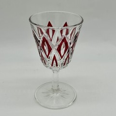 4 Vintage VMC Reims French Crystal Harlequin Glasses 2 Wine 2 Cordial