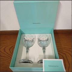 Tiffany & Co Floret Glasses Wine glass pair set with box unused