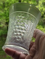 Set of 2 Northwood Grape Arbor White Glass Tumblers Antique Carnival Iridescent