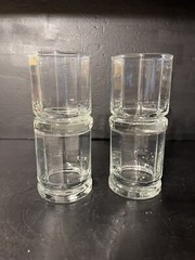 Vintage Anchor Hocking Essex Clear 10 Panel Footed Juice Glasses 6 oz Set 4