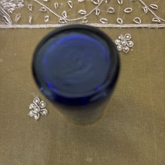 Vtg set of 6 Gold/Blue Czech Bohemian Art Glass Tumblers