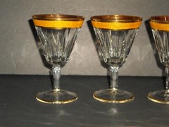 Vintage Crystal 2oz Sherry Glasses Gold Encrusted Trim Set of 5 Made in Italy