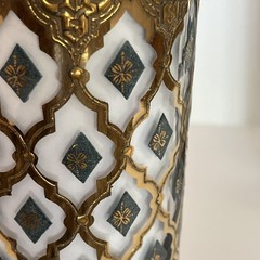 Vtg Culver Valencia Glass Highball Tumblers Gold Filigree Overlay MCM Set Of 6