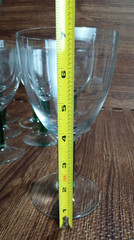 THICK GREEN Stem Wine Glasses 7″ Tall Set Of 7 Vintage