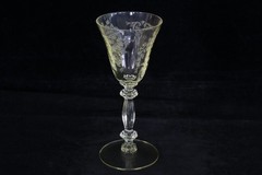 CAMBRIDGE GLASS # 3130 STEM ALL GOLD KRYSTOL APPLE BLOSSOM ETCH CORDIAL 1 OZ.