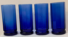 Set Of 4 Anchor Hocking Essex Cobalt Blue 10-Sided Iced Tea Glasses