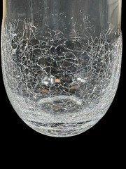 Pier 1 Angled Slant Rim Crackle Blown Glass Set 3 Tumbler Stemless Wine HighBall