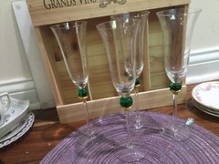 Champagne Flute(s) with Green ball and gold ~Stunning~ 10» more available