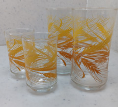 Set Of 4 Libby Harvest Wheat Glasses 2 Tumblers 2 juice Glasses 1970’s