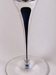 2- Orrefors Sweden Tear Drop Black/Purple Stem Cordial Wine Glasses