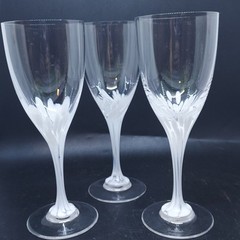 Rosenthal Snowflower Wine Glasses White Confetti Crystal Lot of 3 7 1/2″ Tall