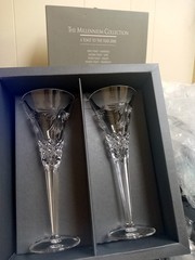 Waterford Crystal MILLENNIUM 9 1/4″ Toasting Flutes PEACE (Pair) NEW IN BOX
