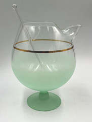 VTG Blendo Frosted Glass Green Cocktail Martini Snifter Style Pitcher w/ Stirrer