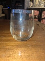 Libby Dorothy Thorpe Style SILVER Platinum Rim ROLY POLY stemlessGlass