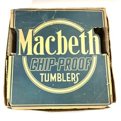 6 MacBeth Evans 40’s Depression Tumblers in Orginal Box STIPPLED ROSE BAND «S»