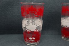 Nice Set of 6 Red & White 14 oz Glass Tumblers Kitchen Items Teapots Casseroles