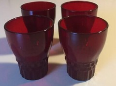 4 Vintage Anchor Hocking Windsor Royal Ruby Glass 5 Oz Tumbler 3 3/8”