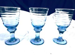 LIBBEY SIRRUS BLUE C1997 3 LARGE GOBLETS 7 INCHES PERFECT MINT CONDITION