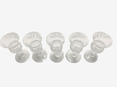 EDINBURGH CRYSTAL THISTLE CORDIAL GLASSES SET 5 w 2 SET AVAIL VTG ACID ETCH MARK